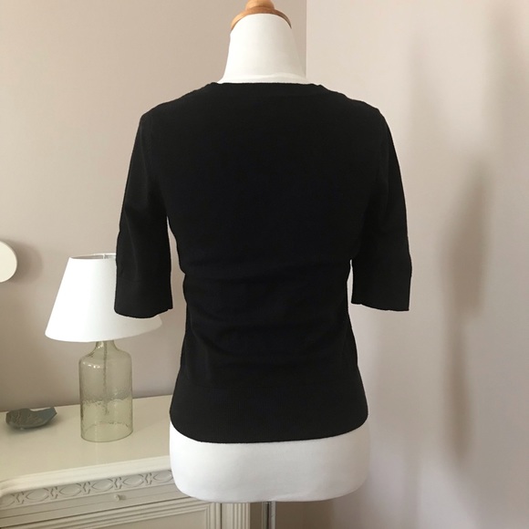 HALOGEN CROPPED SNAP CLOSE CARDIGAN WITH NECK DETAIL - Picture 3 of 5